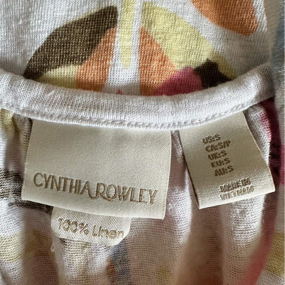 Cynthia Rowley White and Pink Floral Tank Top 100% Linen - Picture 5 of 5